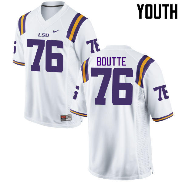 Youth LSU Tigers #76 Josh Boutte College Football Jerseys Game-White - Click Image to Close